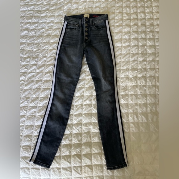 Alice + Olivia gray side stripe skinny denim - Picture 1 of 11